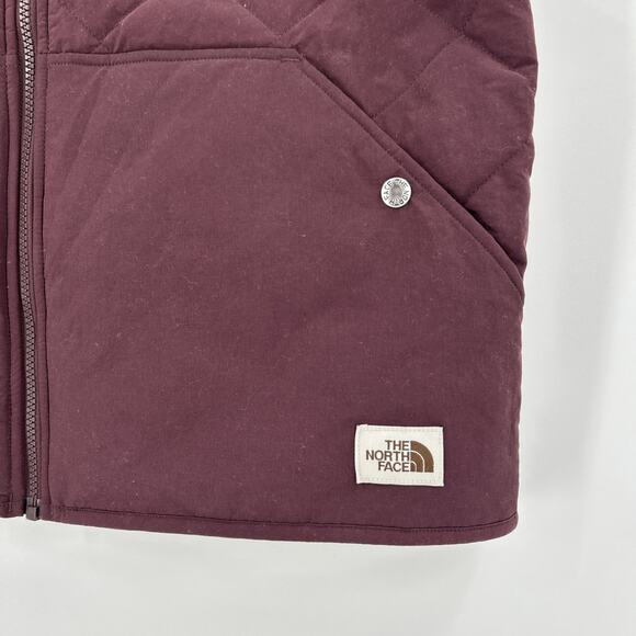 The North Face Cuchillo Vest Women XL Root Brown Sherpa Lined Reversible Zip - Picture 5 of 11